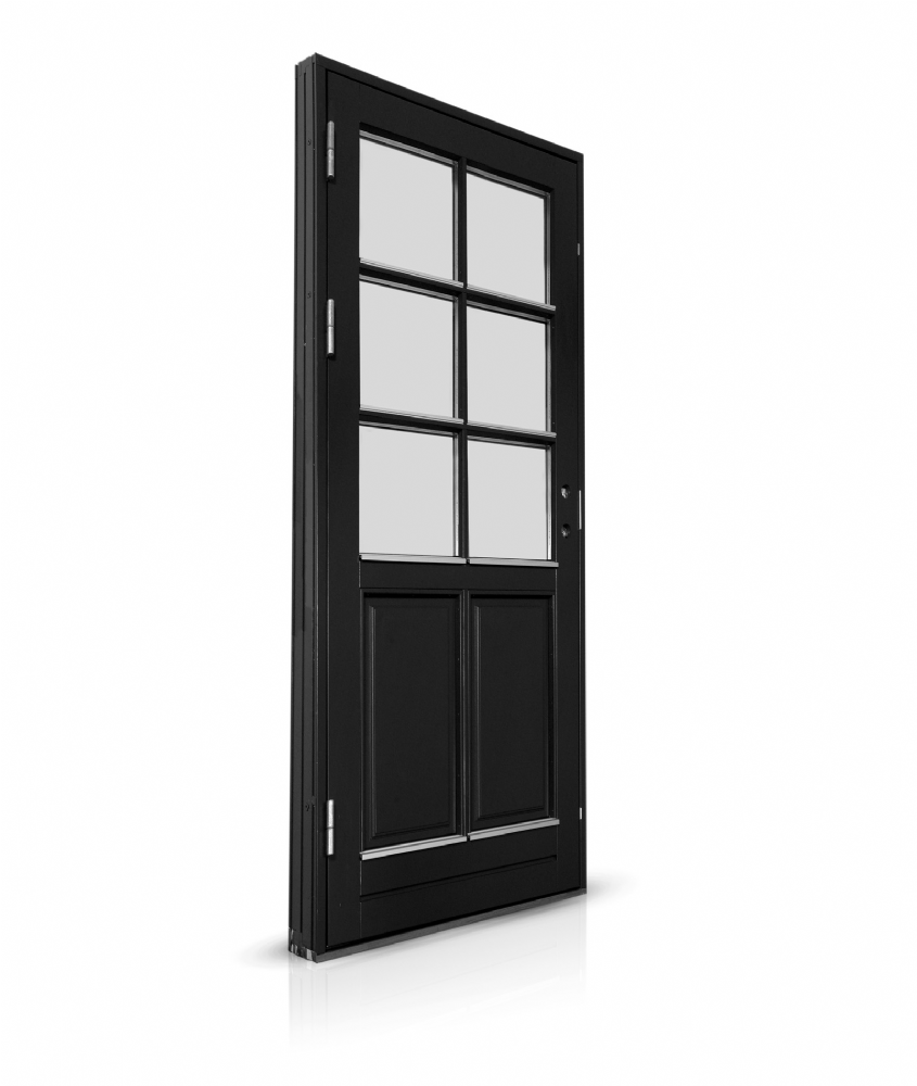 Facadedør med 6-felts glas og energisprosser – klassisk design i moderne kvalitet
